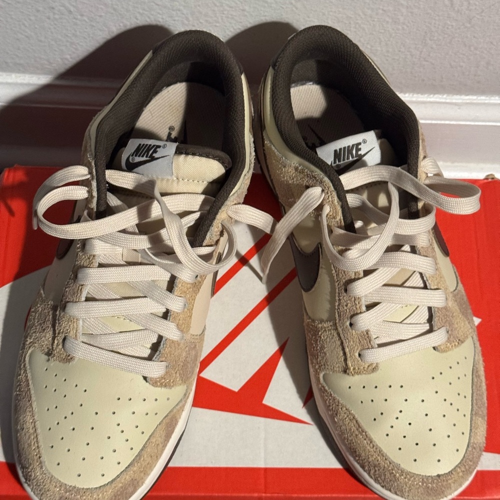 Men Nike Dunk Low PRM Tan and Cream Sneakers